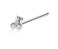 Cherry with Leaf Shaped Silver Straight Nose Stud NSKA-368